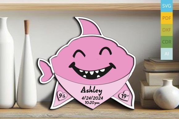 Letrero De Anuncio De Nacimiento De Bebe Tiburon Creativo Digital